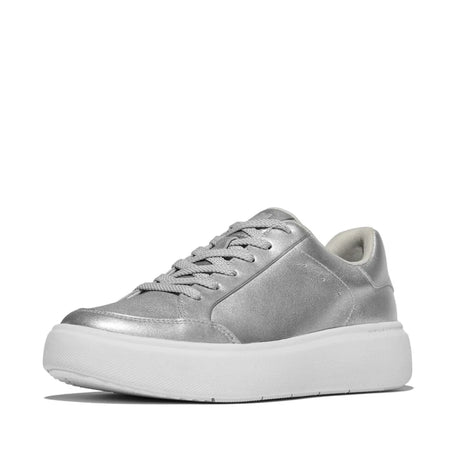 Fitflop Silver Rtg Metallic-leather Sneakers – side view