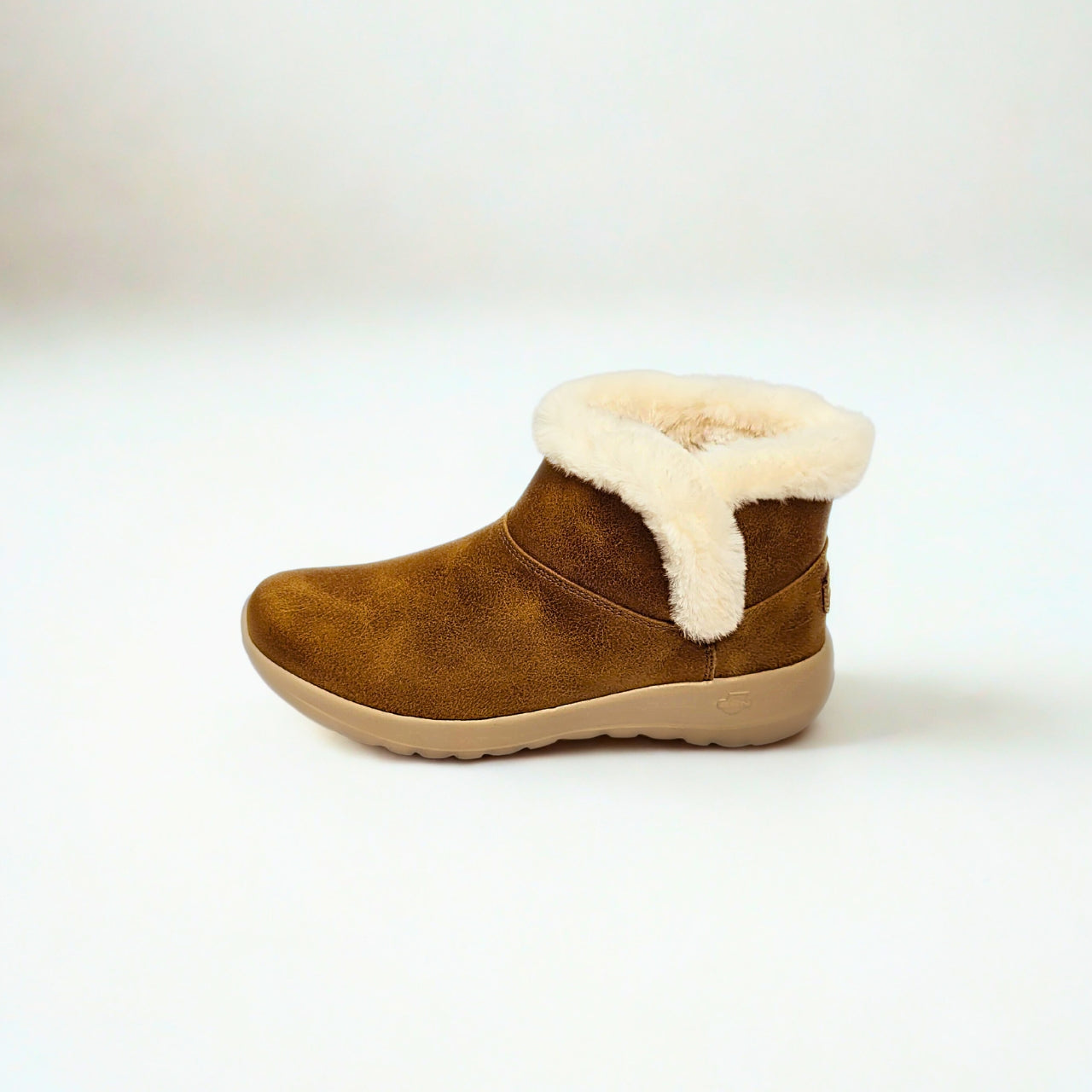  Skechers chestnut pull-on boot with faux fur collar and 5GEN cushioning sole. 3