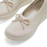 Fitflop SUPER-Q Bow Crystal-Trim Knit Ballet Flats - Paris Beige