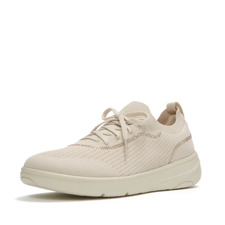 Fitflop SUPER-Q Crystal-Trim Knit Slip-On Laced Sneakers - Paris Beige