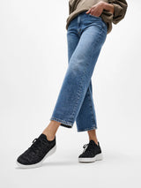 Fitflop SUPER-Q Knit Slip-On Laced Trainers - Black/Silver