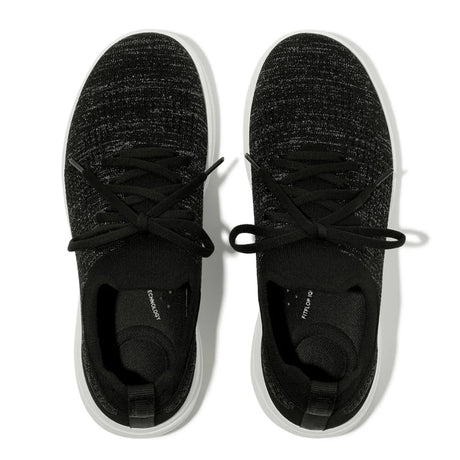 Fitflop SUPER-Q Knit Slip-On Laced Trainers - Black/Silver