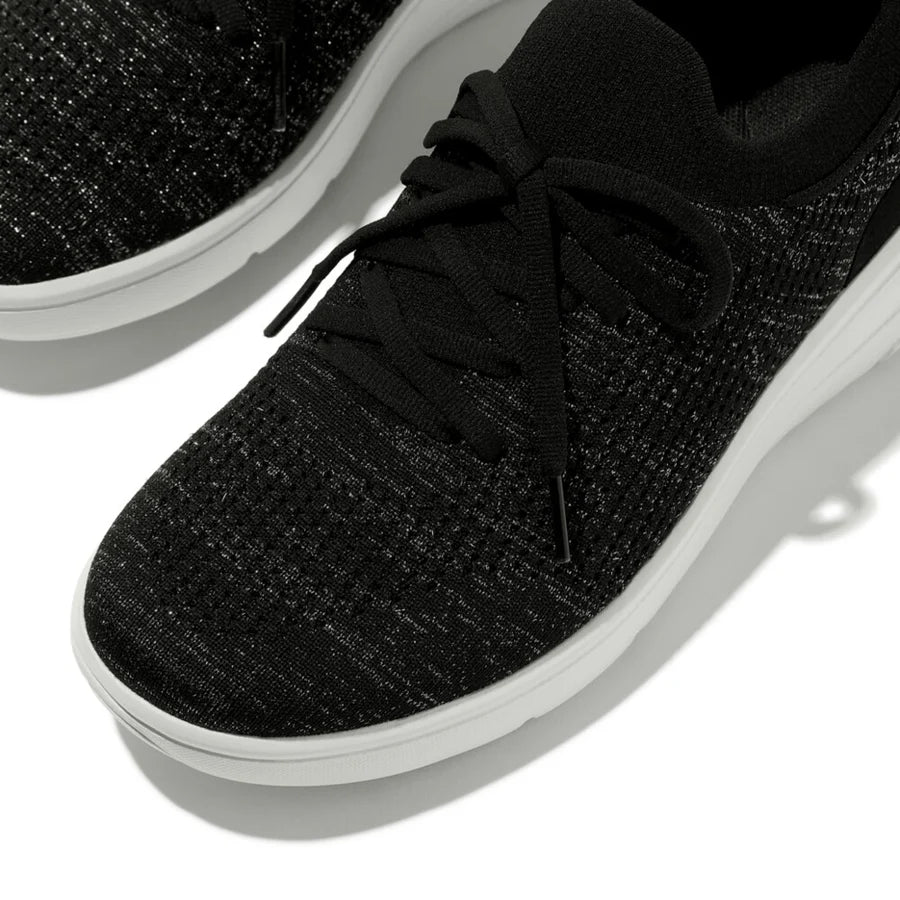 Fitflop SUPER-Q Knit Slip-On Laced Trainers - Black/Silver