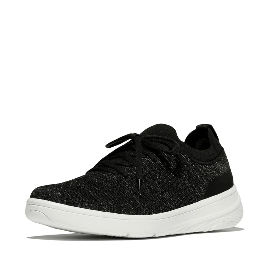 Fitflop SUPER-Q Knit Slip-On Laced Trainers - Black/Silver