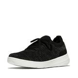 Fitflop SUPER-Q Knit Slip-On Laced Trainers - Black/Silver