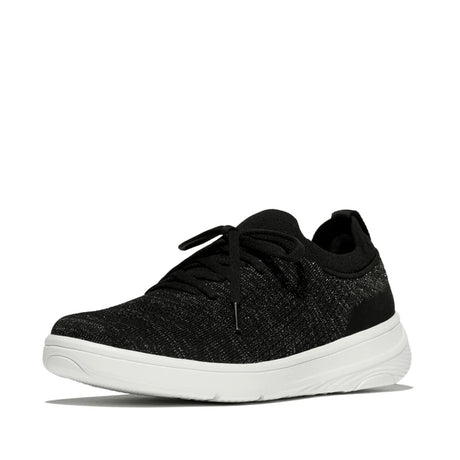 Fitflop SUPER-Q Knit Slip-On Laced Trainers - Black/Silver