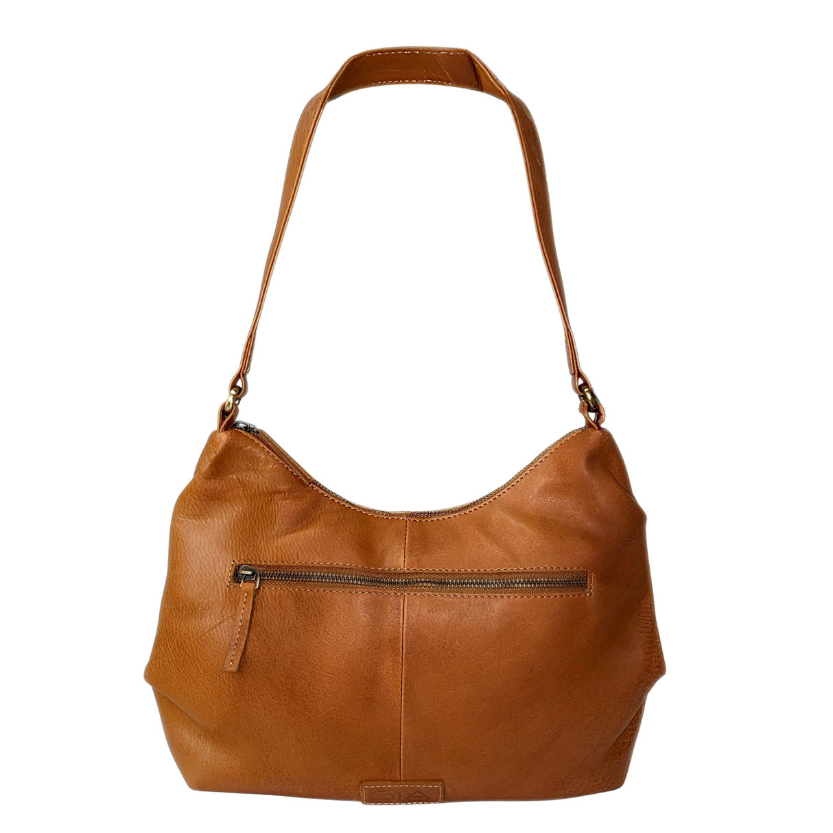 Gia Leather Curved Top Shoulder Bag - Camel