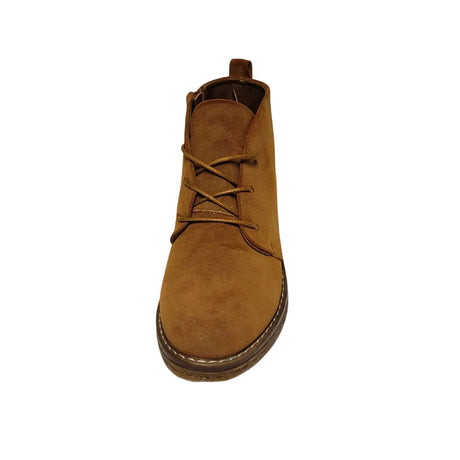 Savoy Suede Tan Ankle Boot – lace-up front, side zip, low stacked heel, cushioned footbed, and textured rubber outsole for all-day comfort 4