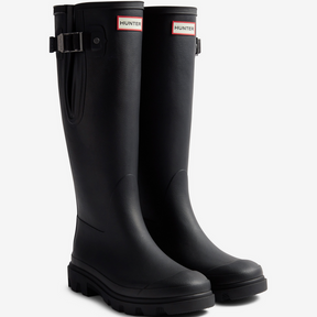 Hunter Downpour Field Adjustable Tall Wellington black waterproof rubber boot vegan 2