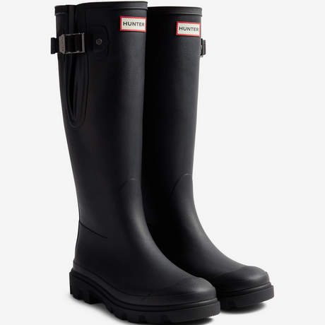 Hunter Downpour Field Adjustable Tall Wellington black waterproof rubber boot vegan 2