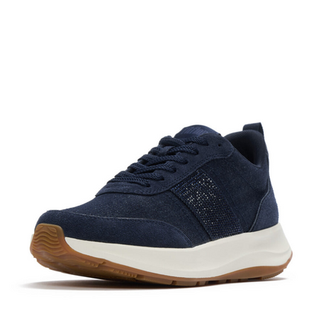 Fitflop Denim/suede F-mode Flow Crystal Sneaker – side view