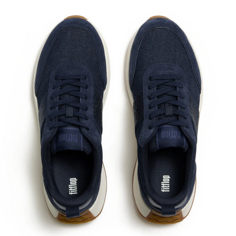 Fitflop Denim/suede F-mode Flow Crystal Sneaker – detail shot