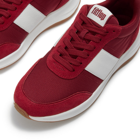 Fitflop Burnt Berry F-mode Flow Fabric/suede Sneaker – front view