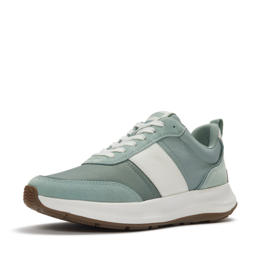 Fitflop Frosted Sage F-mode Flow Fabric/suede Sneaker – side view