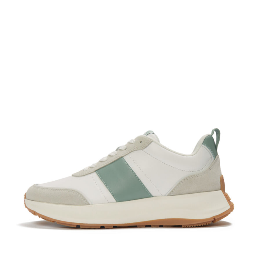 Fitflop White/sage F-mode Flow Leather/suede Trainer – product image 1