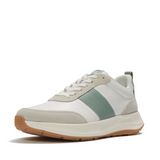 Fitflop White/sage F-mode Flow Leather/suede Trainer – side view