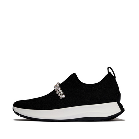 Fitflop Black F-mode Pearl & Crystal Knit Trainer – product image 1