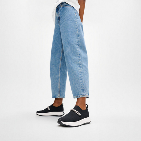 Fitflop Black F-mode Pearl & Crystal Knit Trainer – product image 5