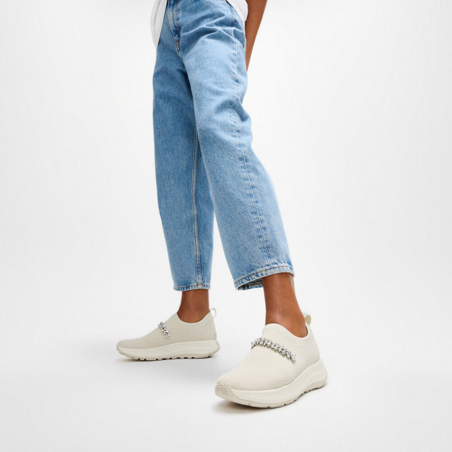 Fitflop paris beige F-MODE PEARL & CRYSTAL KNIT trainer