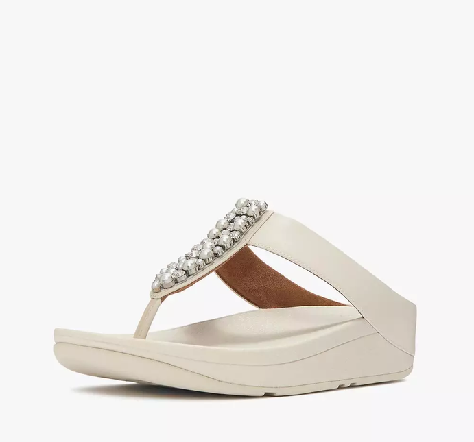 Fitflop Fino Pearls & Crystals Toe-Post Sandal - Paris Beige