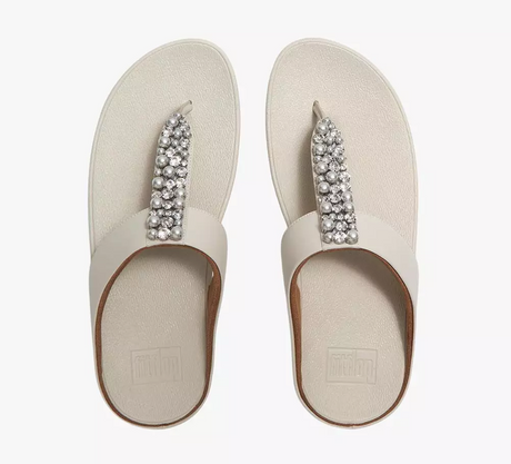 Fitflop Fino Pearls & Crystals Toe-Post Sandal - Paris Beige