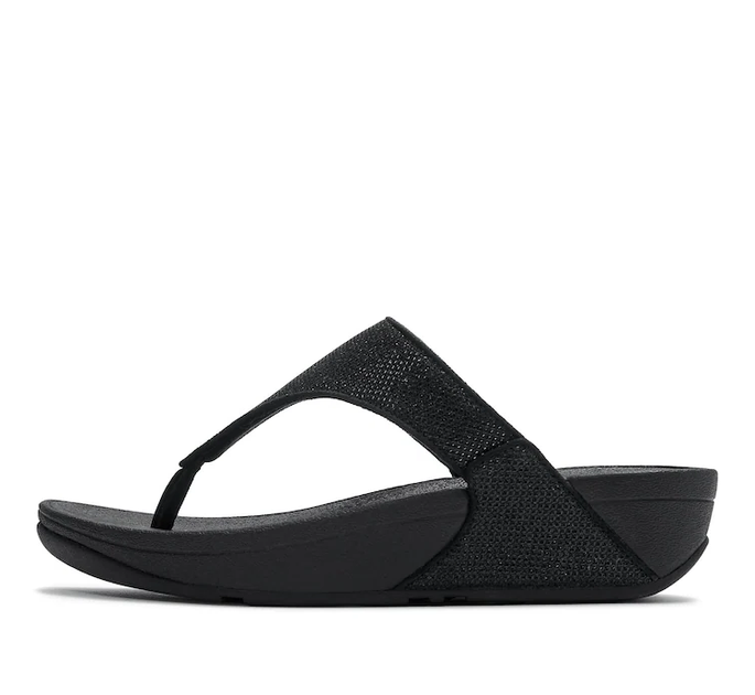 Fitflop Lulu Shimmerglitz Toe-Post Sandal - Black