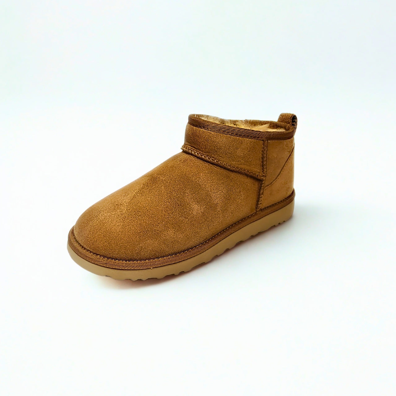 UGG Classic Mini chestnut platform boots with suede upper and UGGplush wool lining. 2