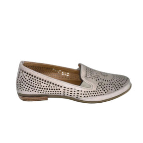 Gia Silver Grey Leather Cut Out Loafer – side view