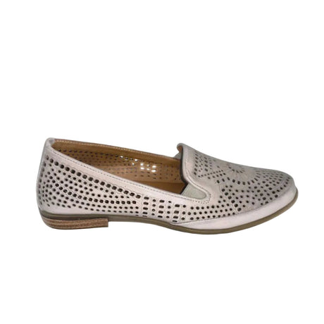 Gia Silver Grey Leather Cut Out Loafer – side view