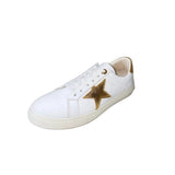 Gia White Leather Sneaker With Gold Star Detail – product image 1