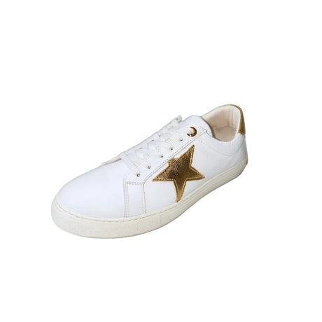 Gia White Leather Sneaker With Gold Star Detail – product image 1