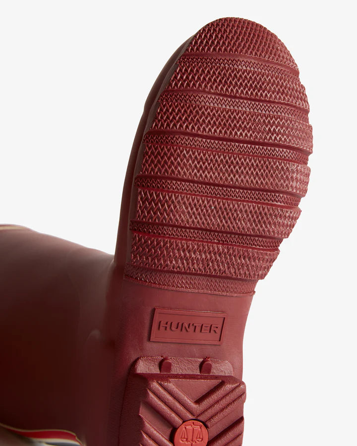 Hunter Tri-Colour Logo Backstrap Tall Wellington Boots - Merlot