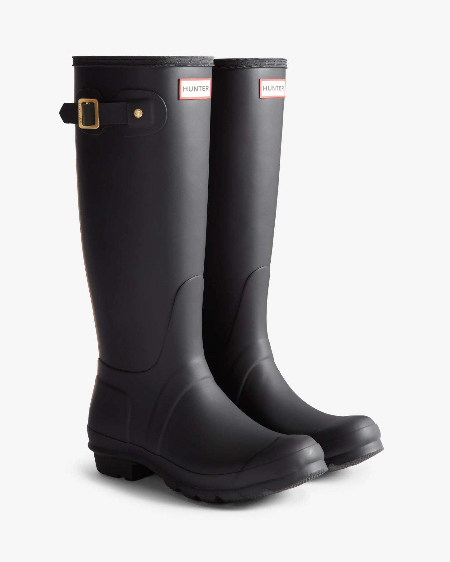 Hunter Original Tall Leopard Backstrap Boot - Black