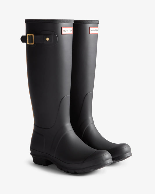 Hunter Original Tall Leopard Backstrap Boot - Black