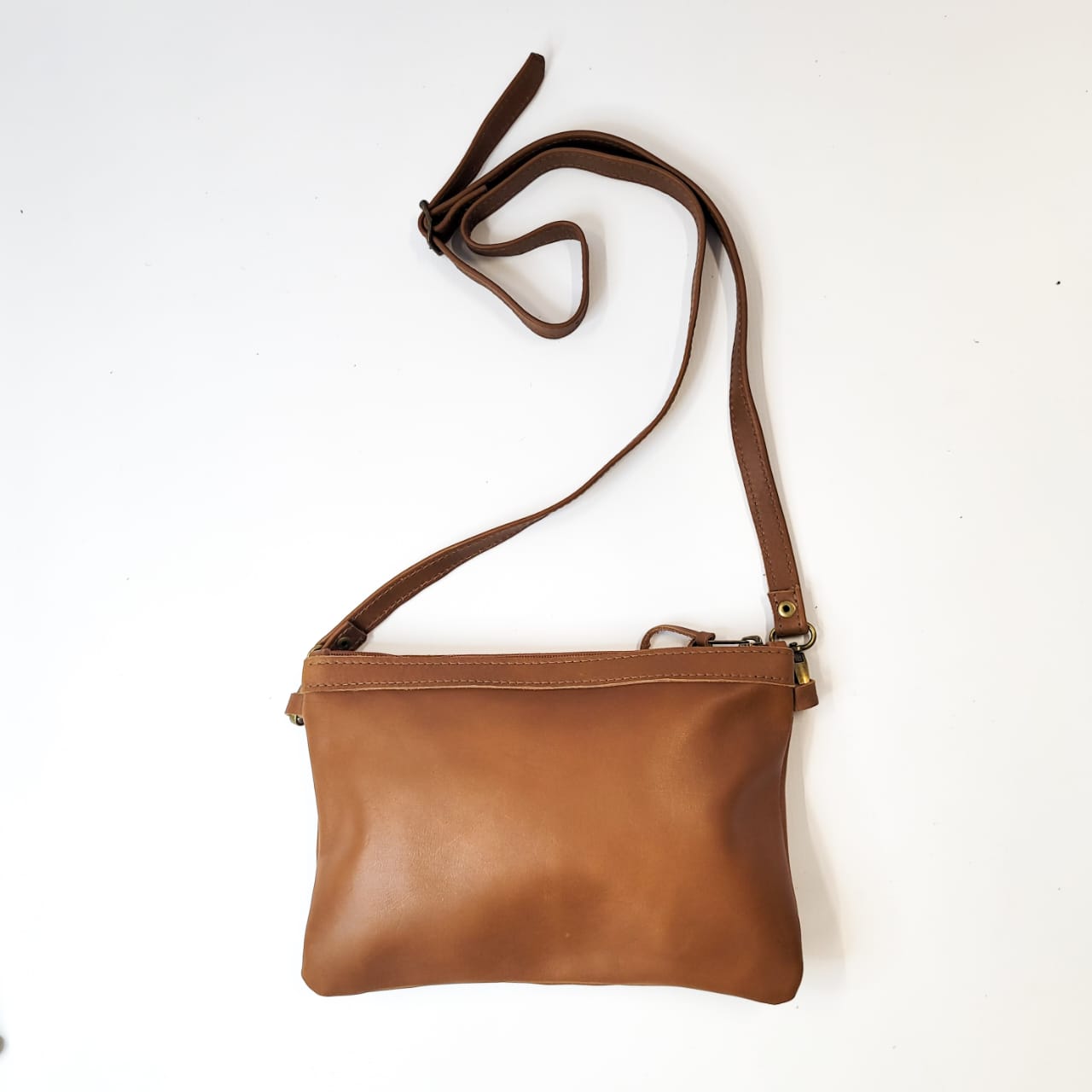 Gia leather brown messenger bag