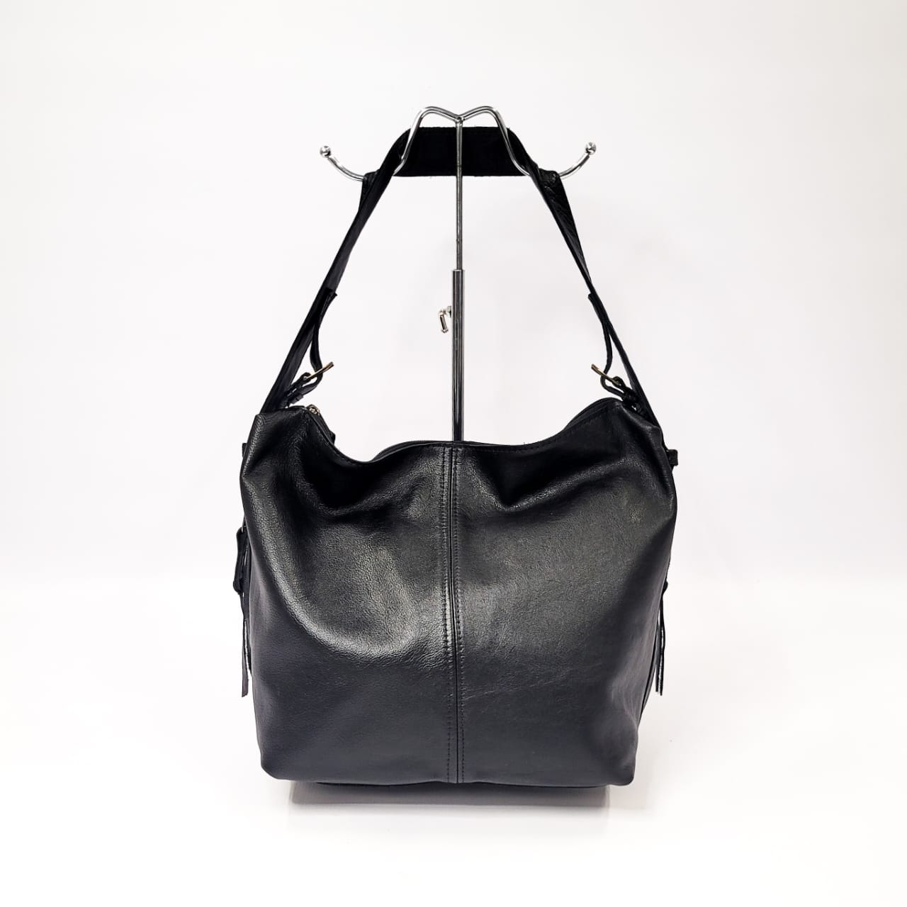 Gia leather black slouchy hobo bag