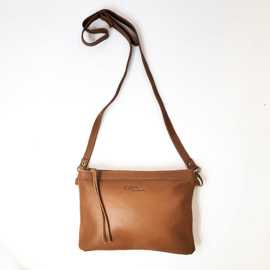 Gia leather brown messenger bag