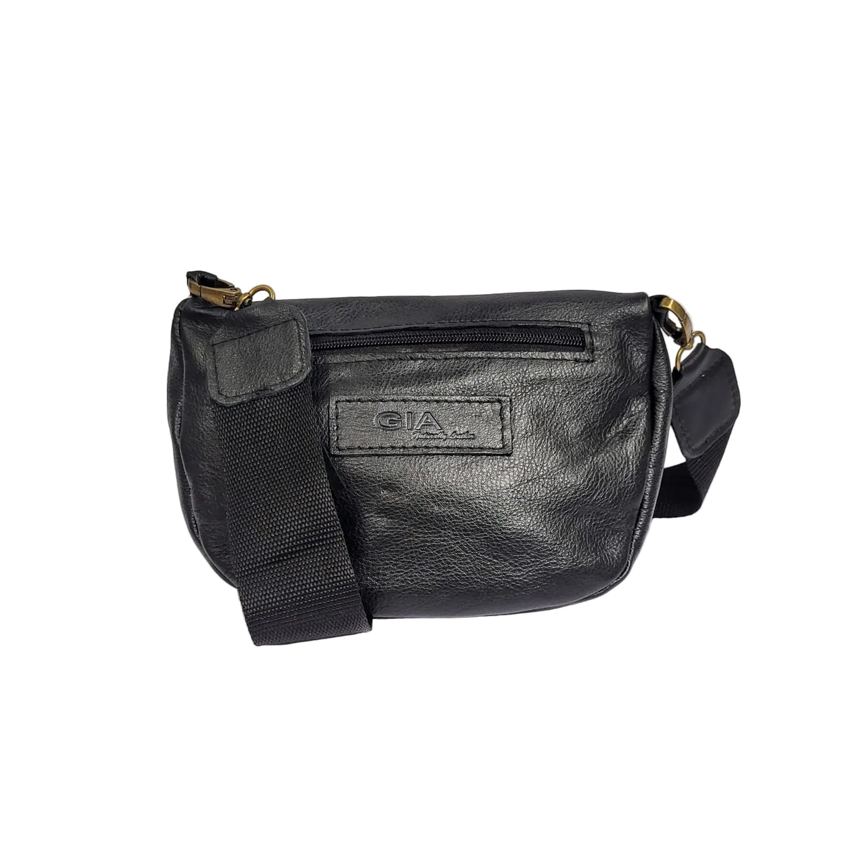 Gia Leather Black Moonbag – side view