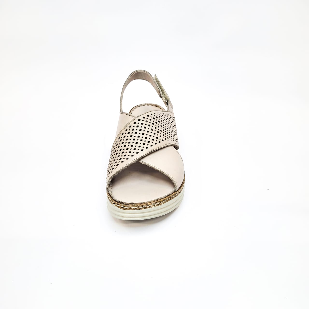 Gia stone leather sandal with velcro strap