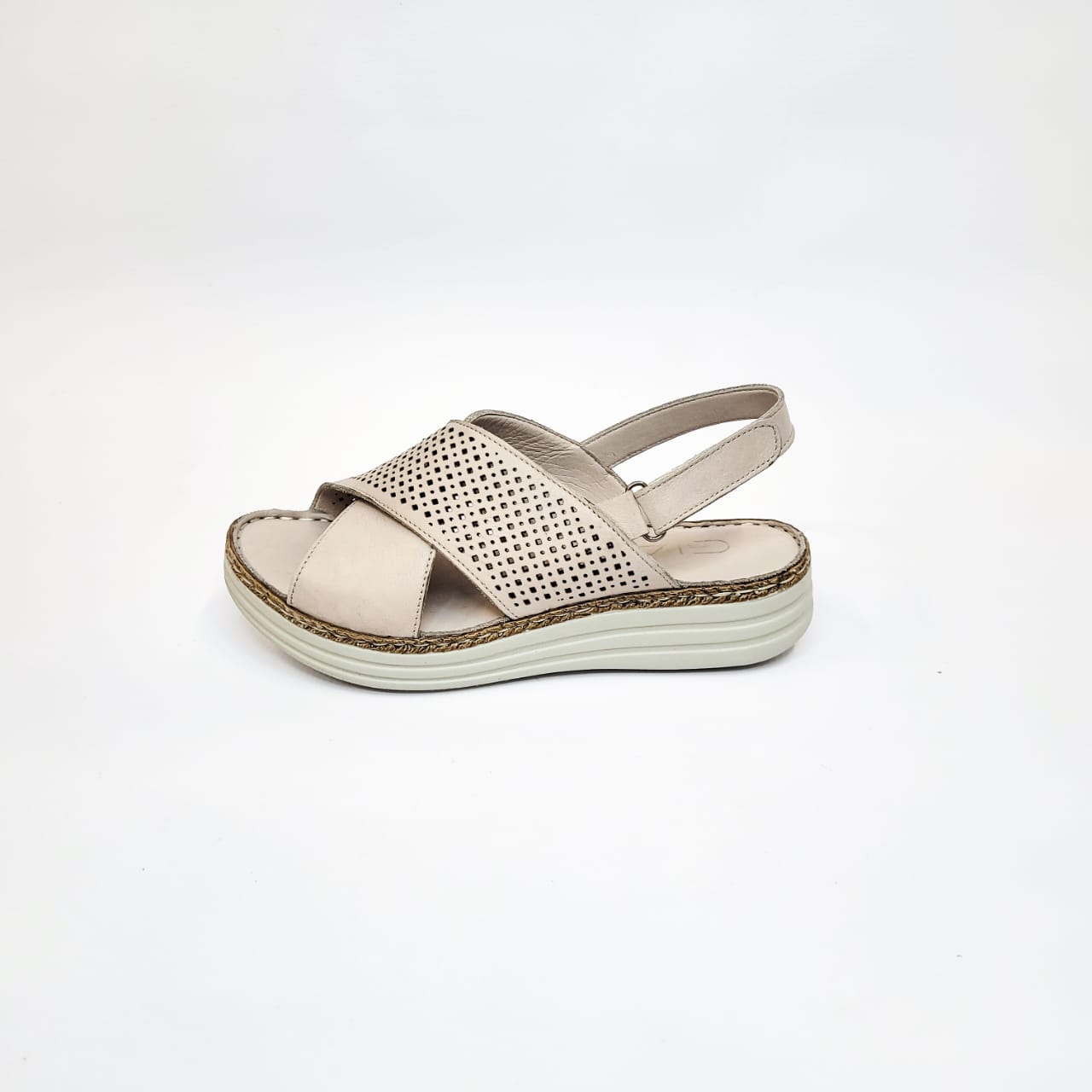 Gia stone leather sandal with velcro strap