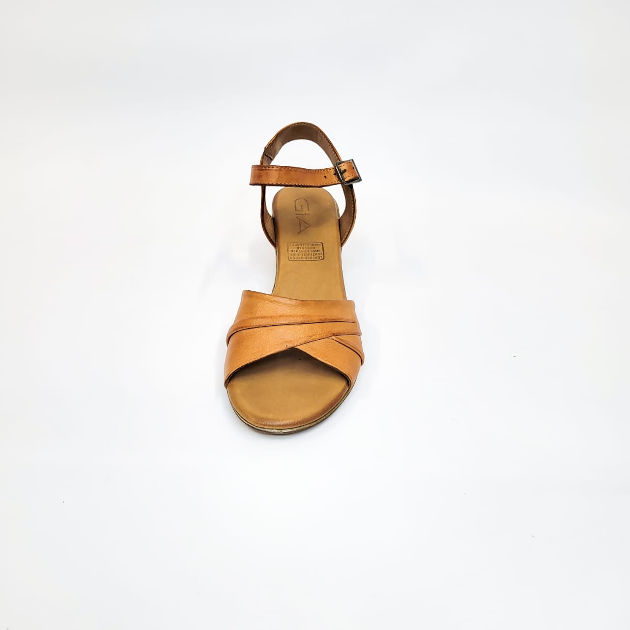 Gia tan leather wedge sandal with ankle strap