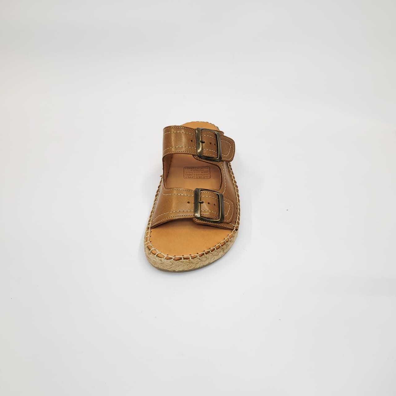 Gia tan leather double buckle espadrille sandal