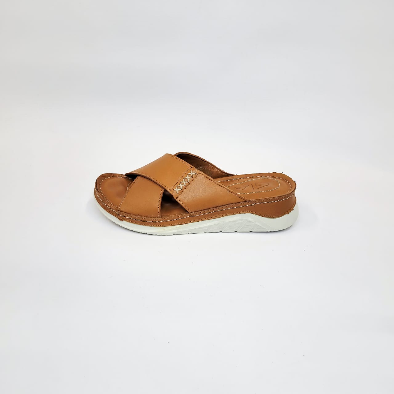 Gia tan leather cross strap slip on sandal