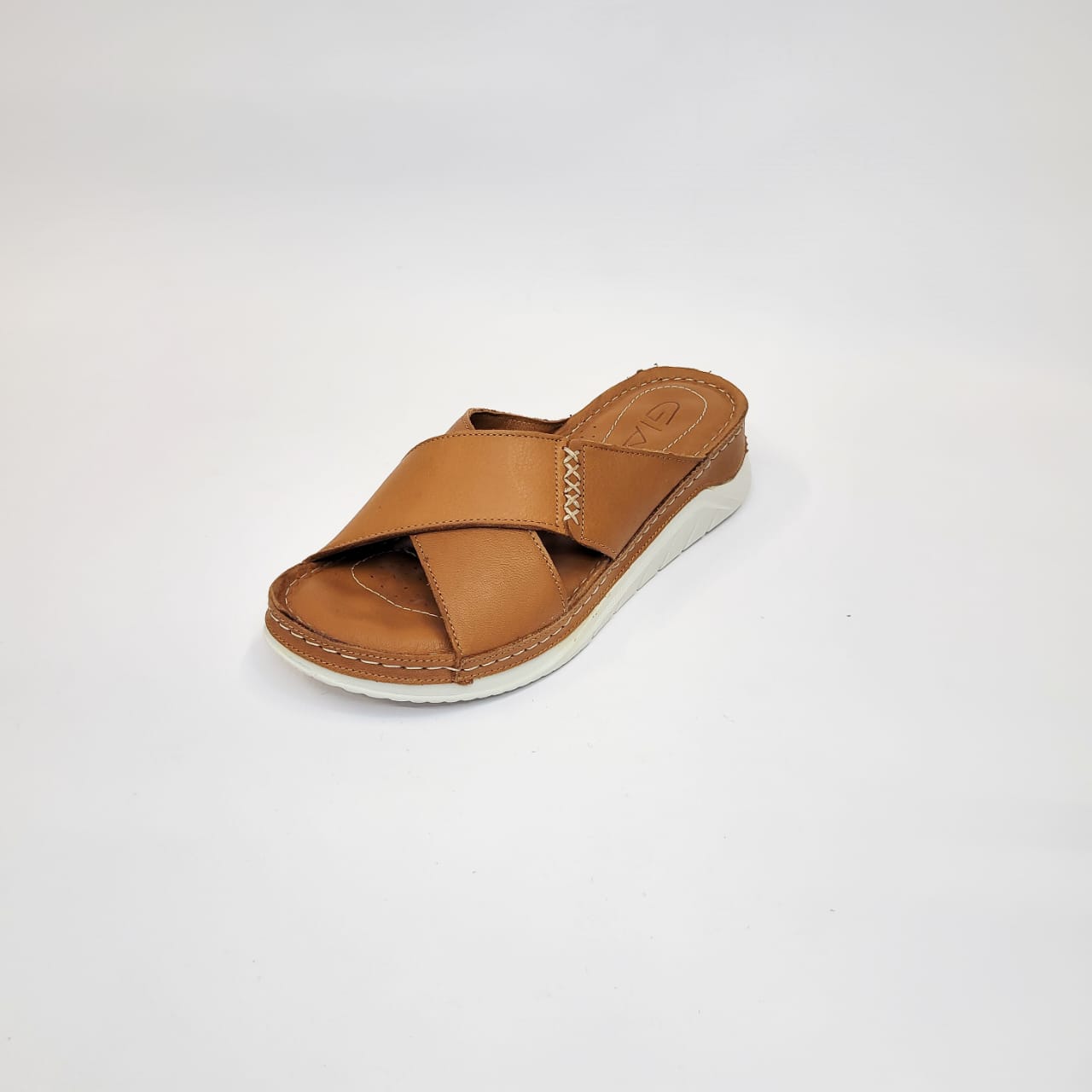 Gia tan leather cross strap slip on sandal