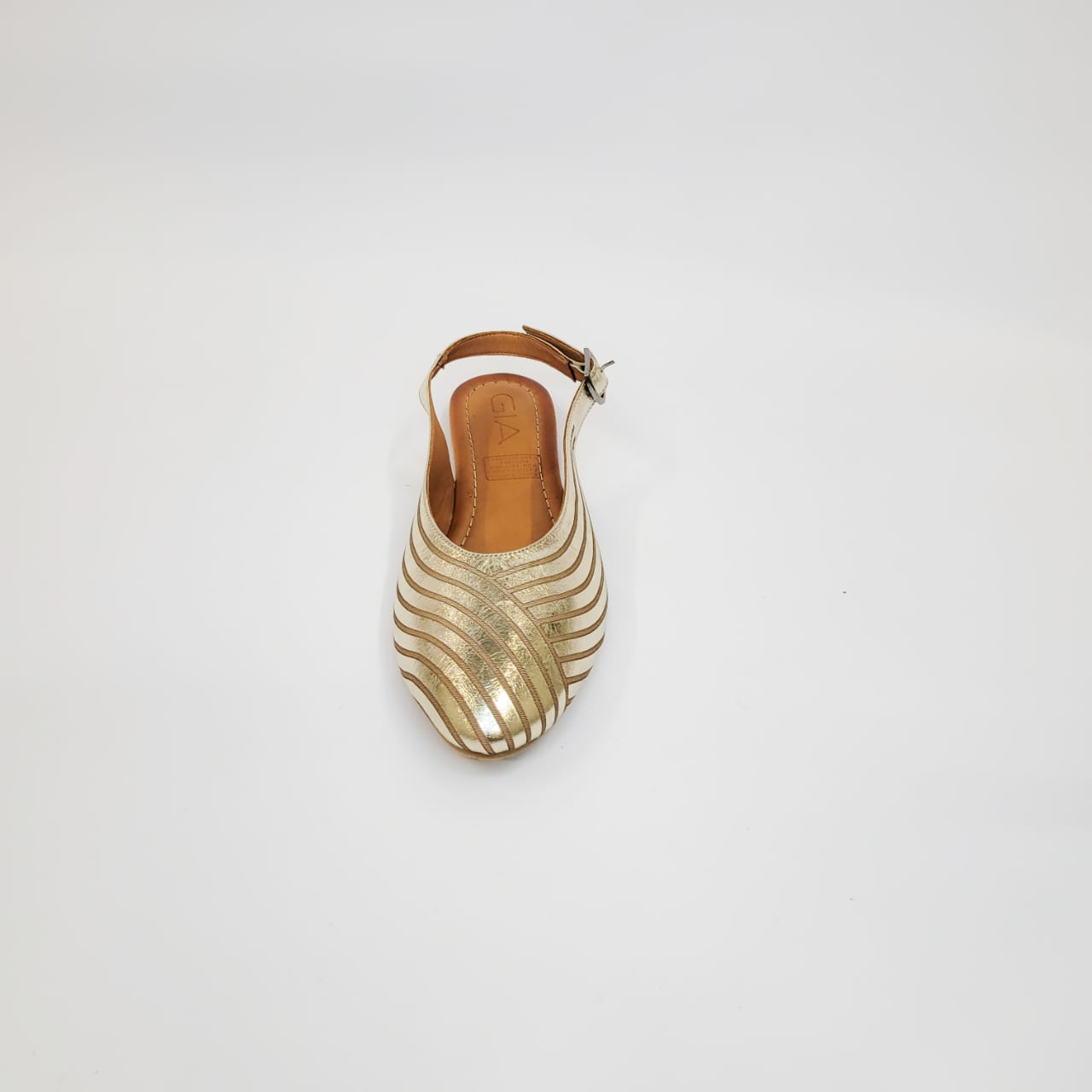 Gia gold leather flat slingback pump