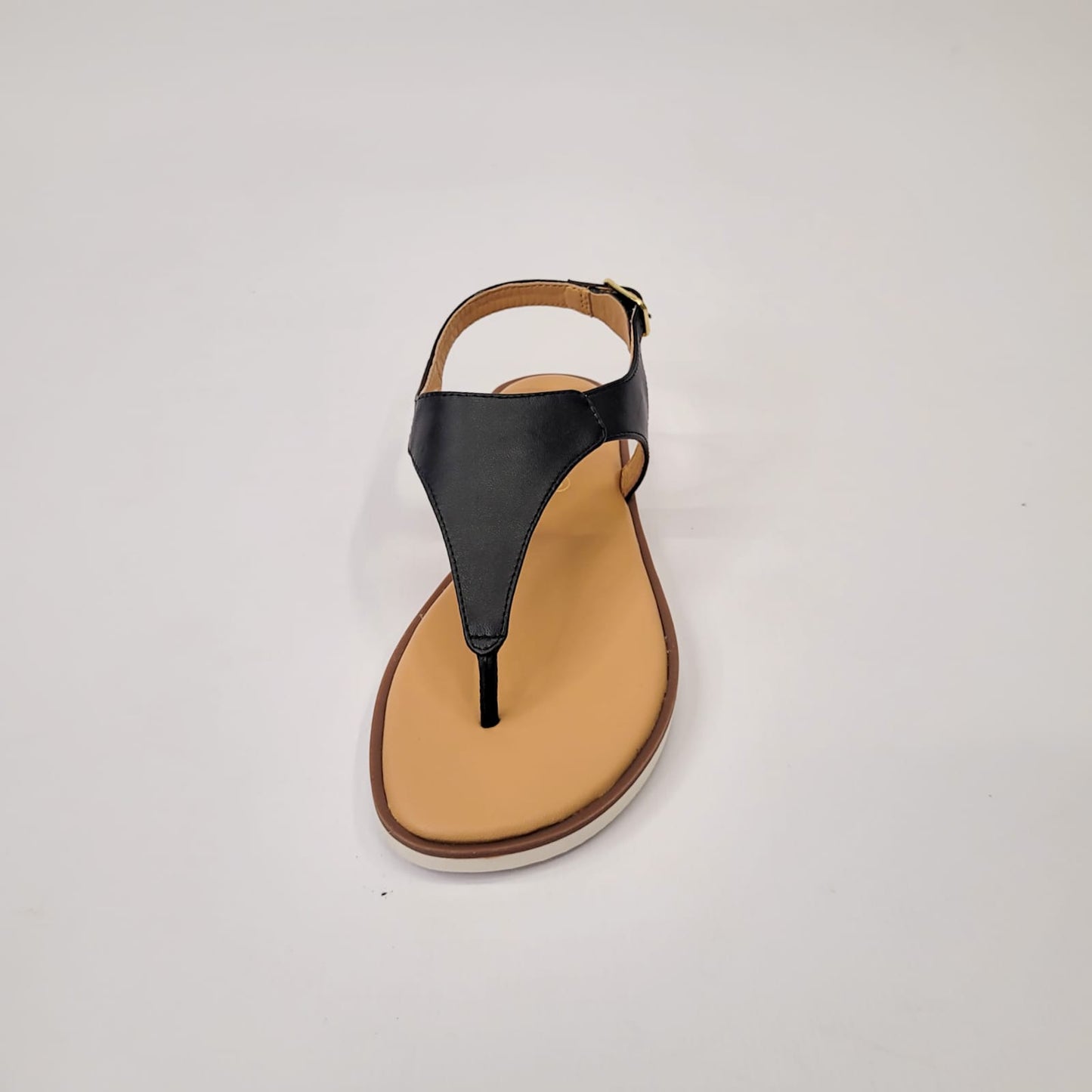 Gia leather black toe thong sandal