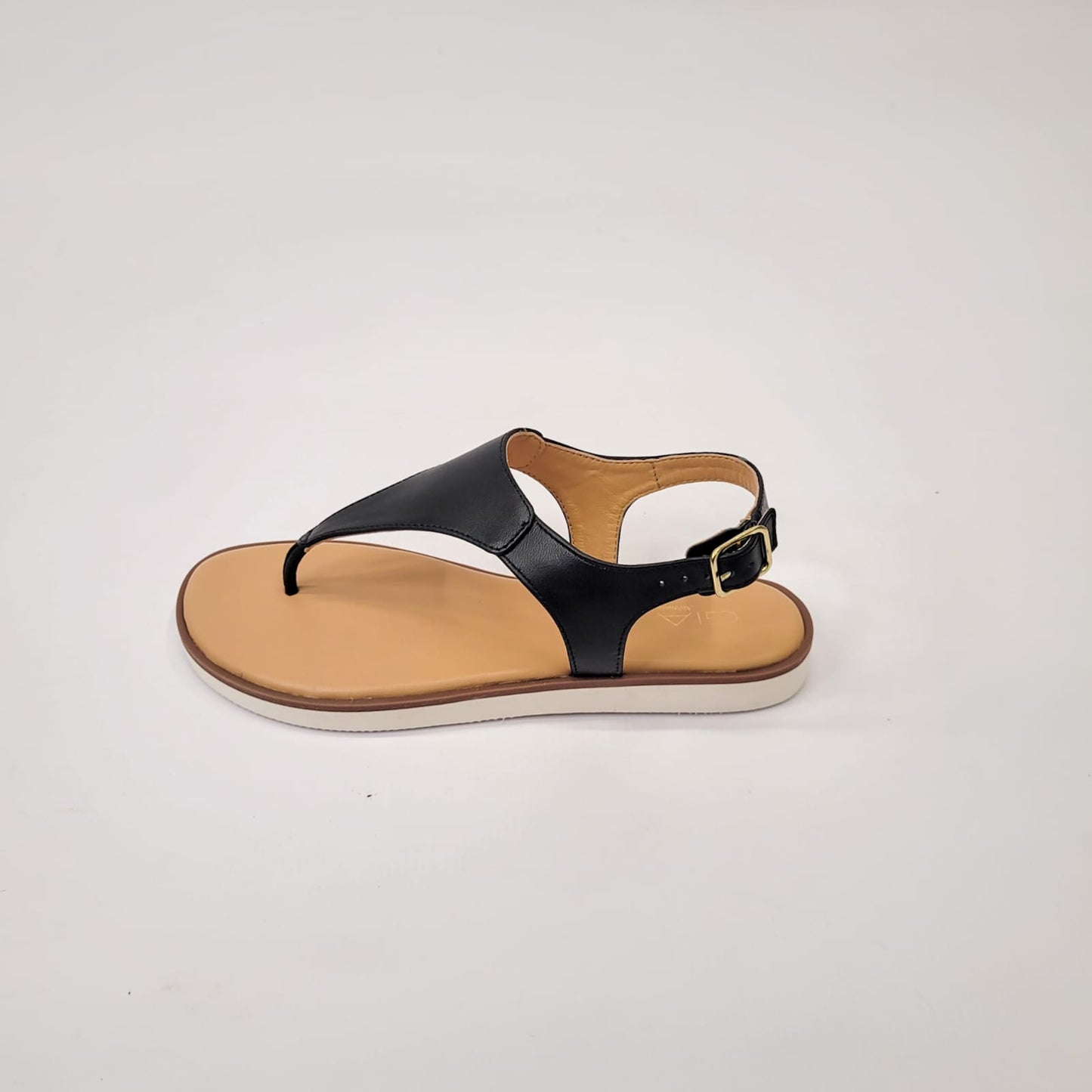 Gia leather black toe thong sandal