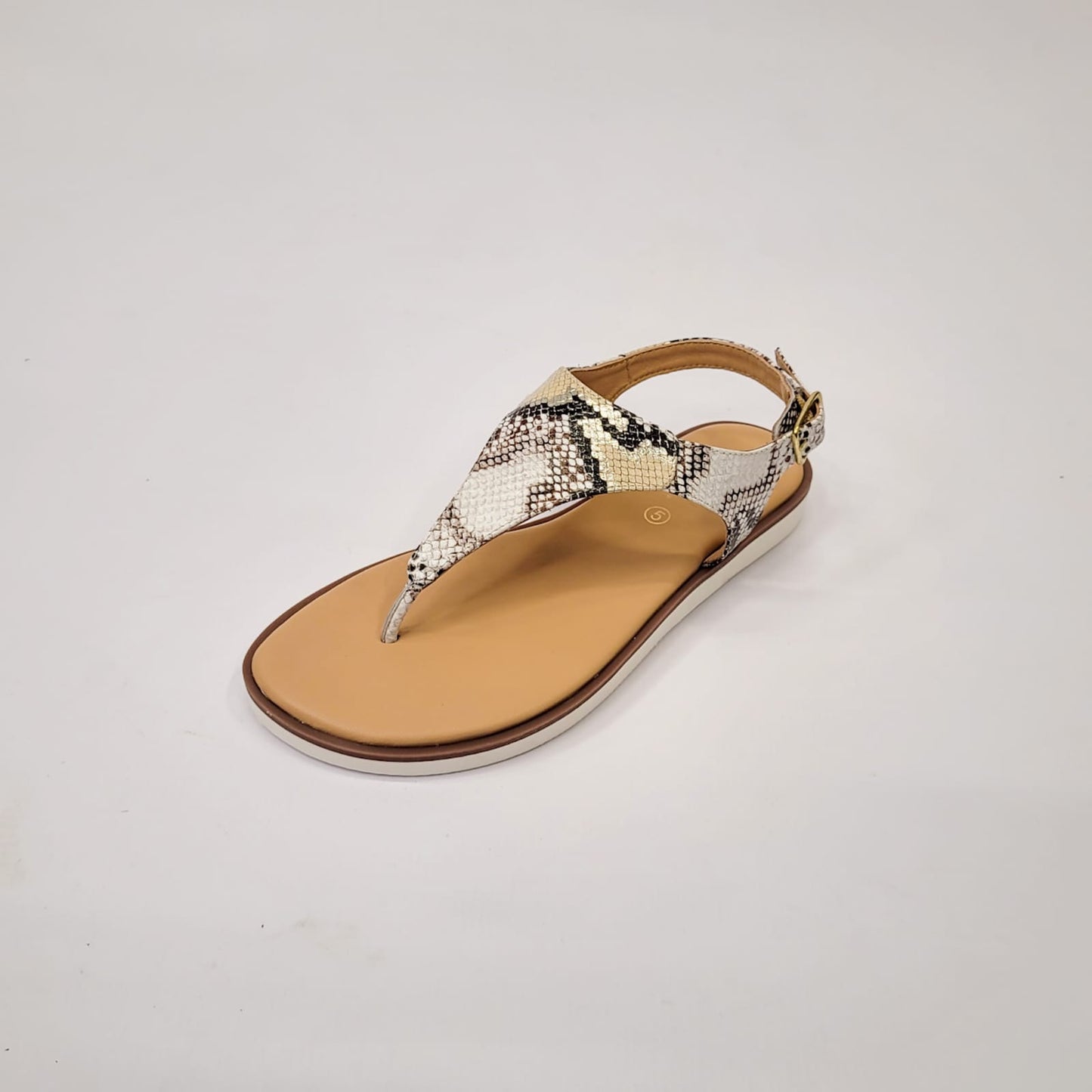 Gia leather snake print toe thong sandal