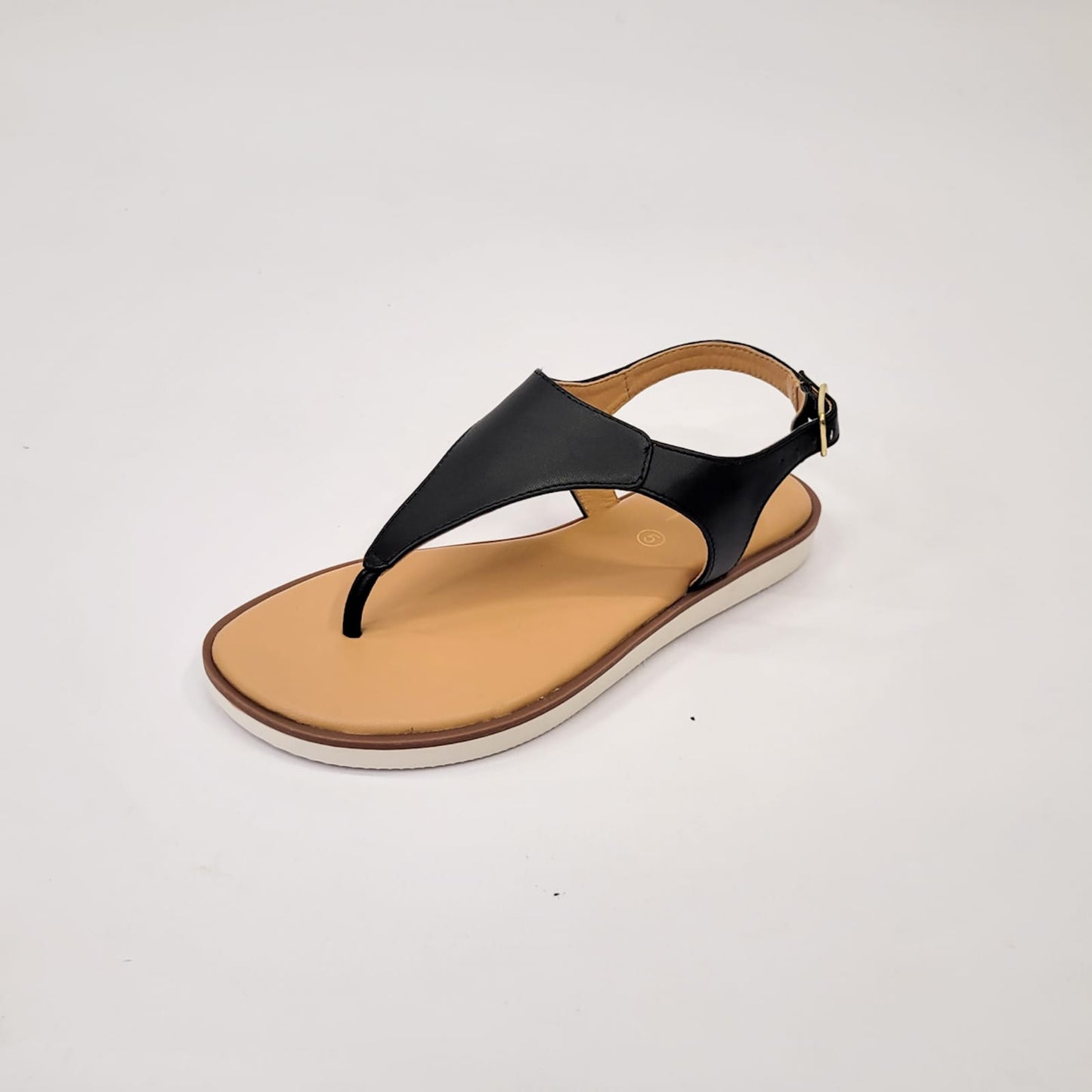 Gia leather black toe thong sandal