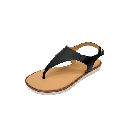 Gia Leather Black Toe Thong Sandal – side view